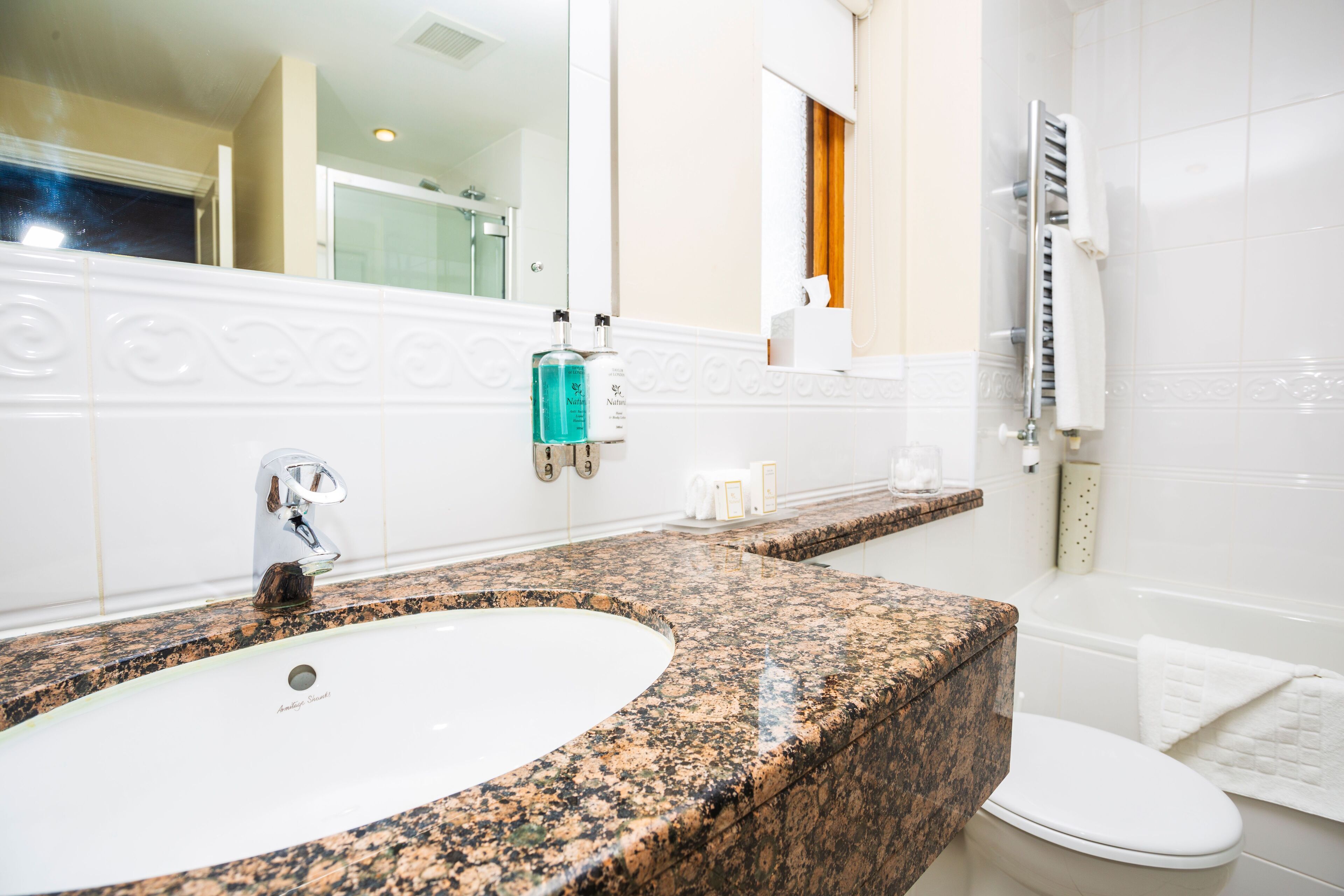 free toiletries, hair dryer, towels