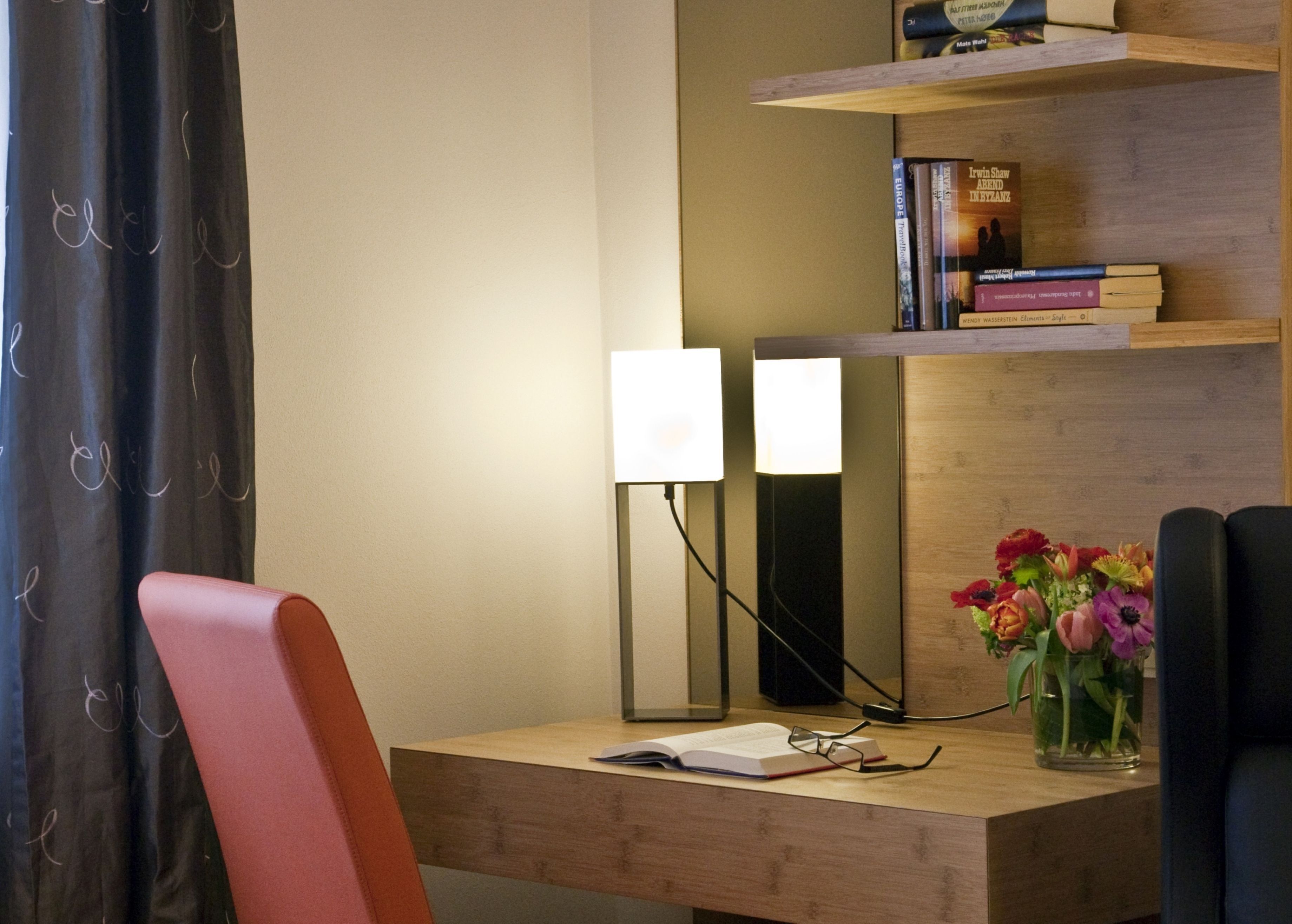 hypo-allergenic bedding, individually decorated, desk