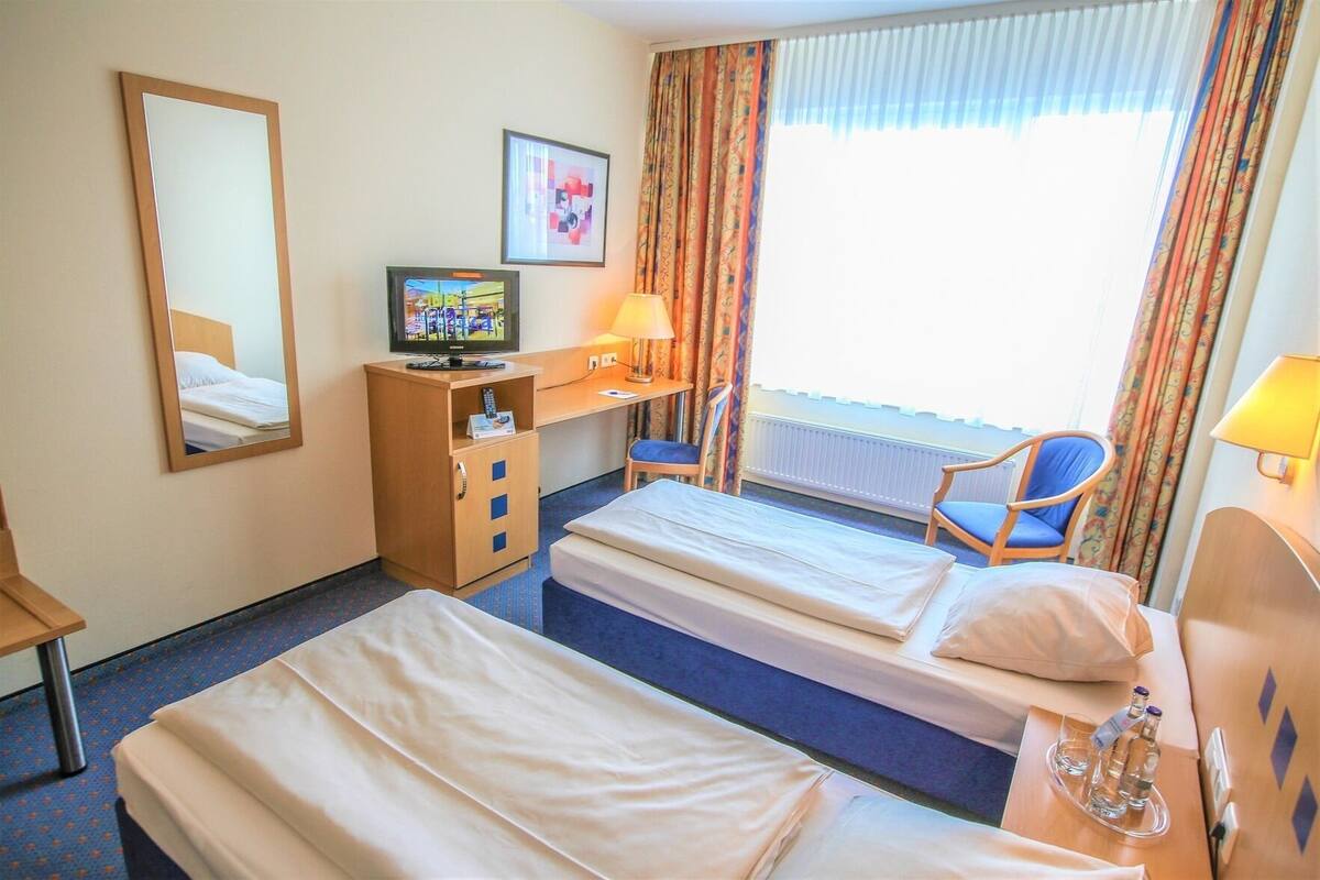 In-room safe, desk, laptop workspace, blackout drapes