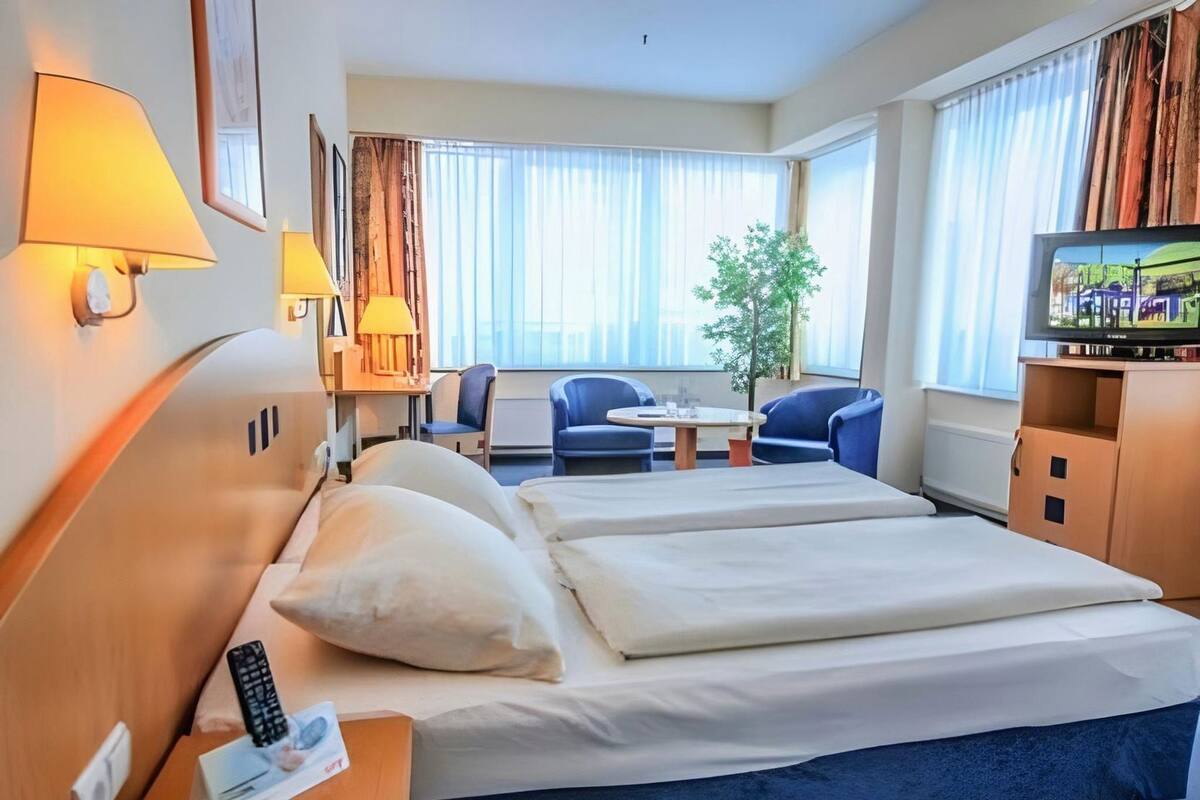 In-room safe, desk, laptop workspace, blackout drapes