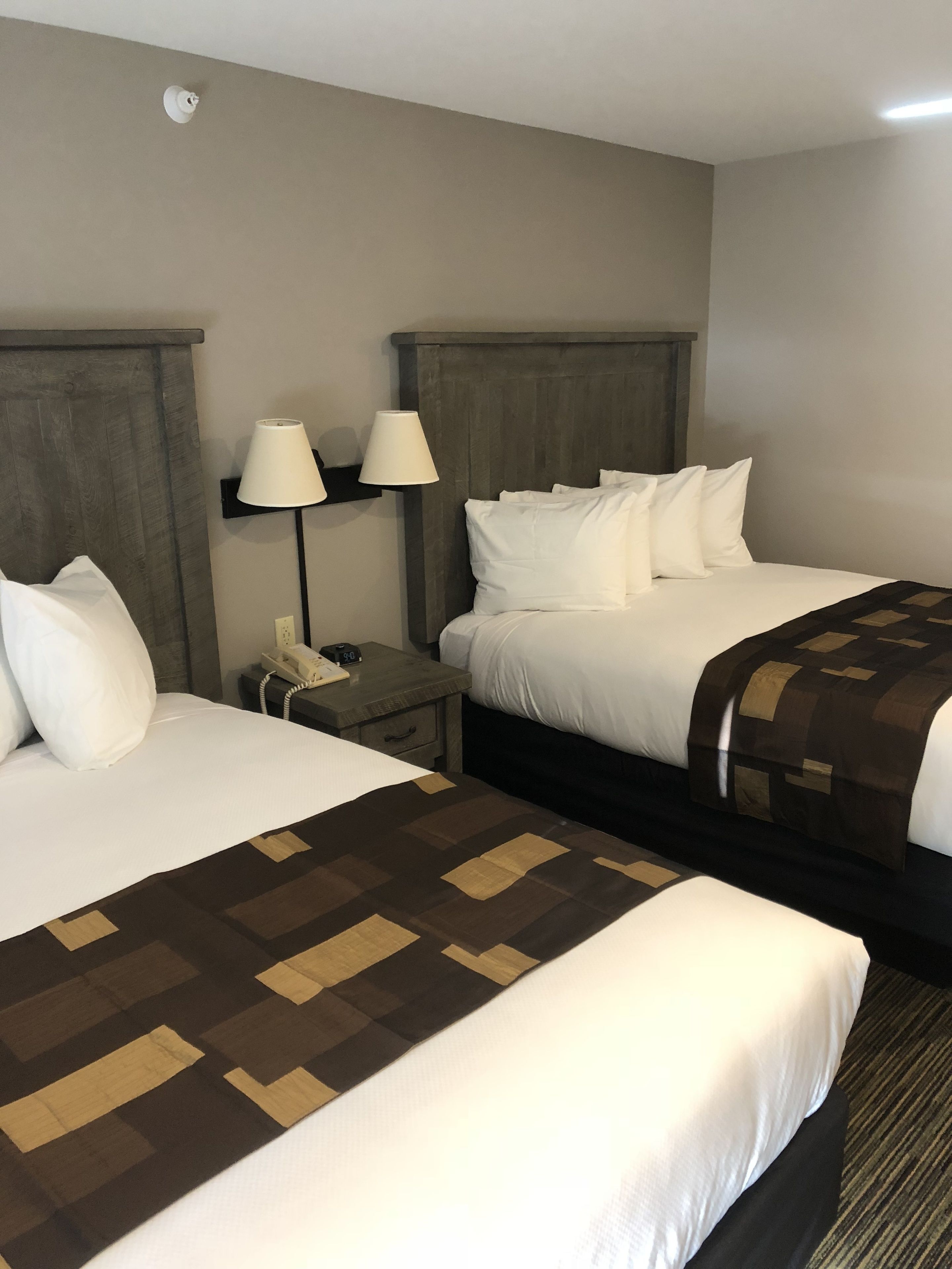 standard room, 2 queen beds (two queen beds grizzly building) | blackout curtains, iron/ironing board, free wifi, bed sheets