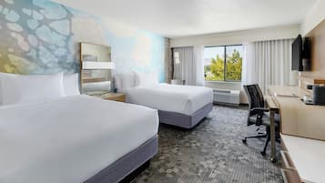 Room, 2 Queen Beds | Pillowtop beds, individually decorated, individually furnished, desk