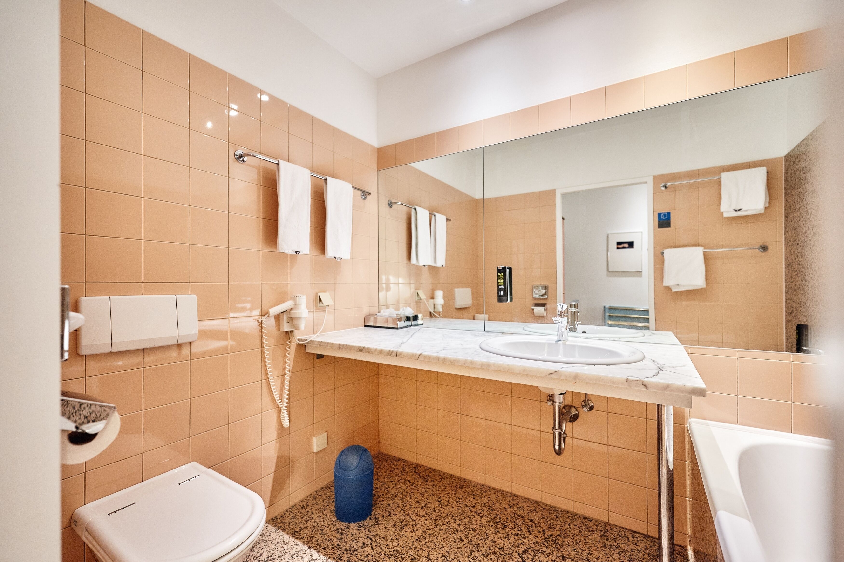 superior double room | bathroom | free toiletries, hair dryer, towels