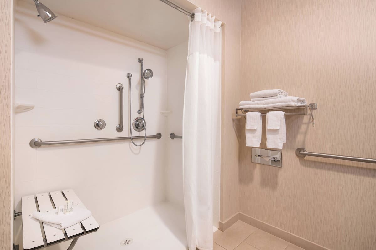 free toiletries, hair dryer, towels, soap