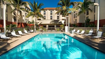 Outdoor pool, pool umbrellas