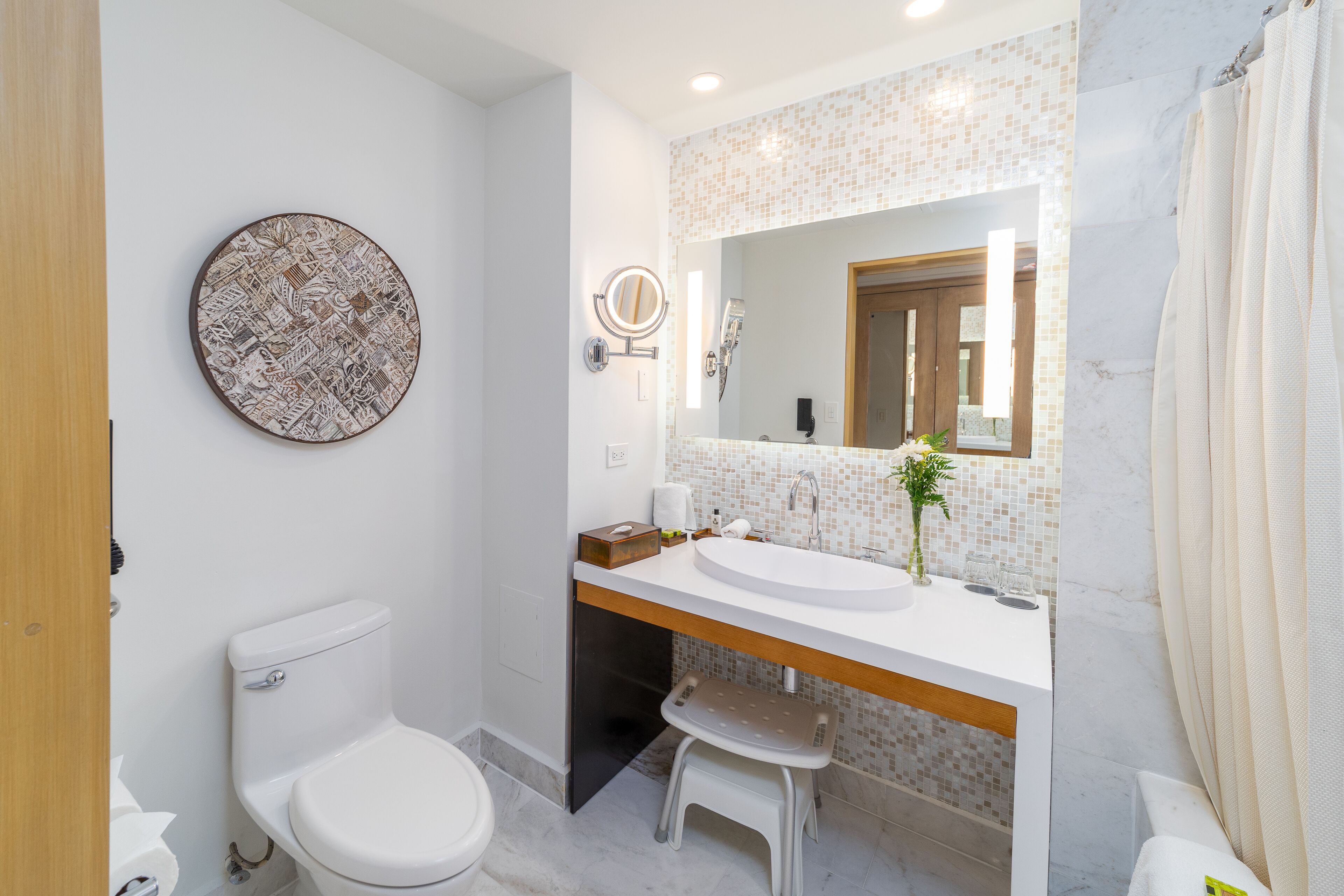 classic room, 1 king bed, mobility accessible | bathroom | free toiletries, hair dryer, bathrobes, slippers