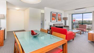 Two Bedroom One Bathroom Apartment with Balcony, non-smoking | In-room safe, desk, laptop workspace, blackout curtains