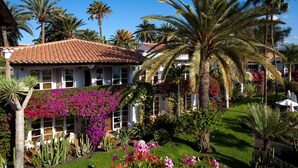 A hotel with a garden featuring palm trees, cacti, and flowering plants. - Seaside Grand Hotel Residencia (San Bartolomé de Tirajana)