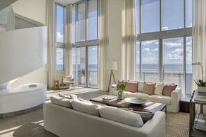 The Penthouse | Living room | Flat-screen TV, iPod dock, pay movies