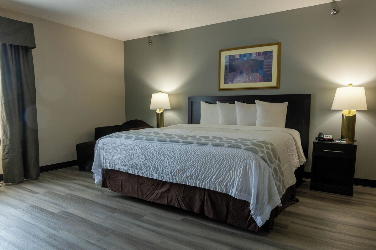 Room, 1 King Bed, Accessible, Non Smoking (Roll-In Shower) | Premium bedding, iron/ironing board, free WiFi, bed sheets