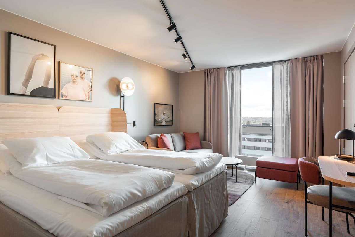 twin room | 1 bedroom, pillow-top beds, desk, blackout curtains