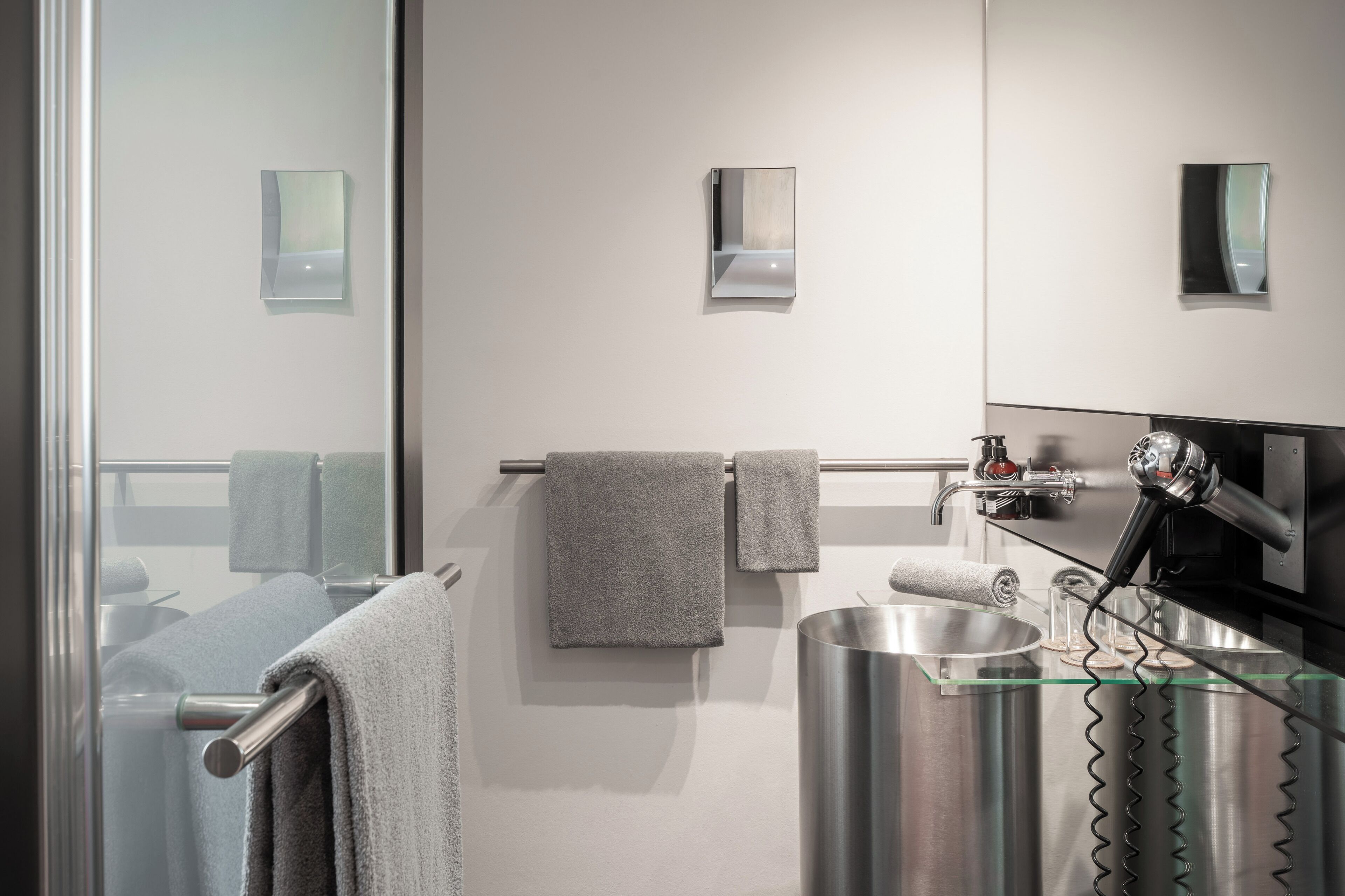 free toiletries, hair dryer, towels