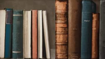 Una colección de libros en una estantería.