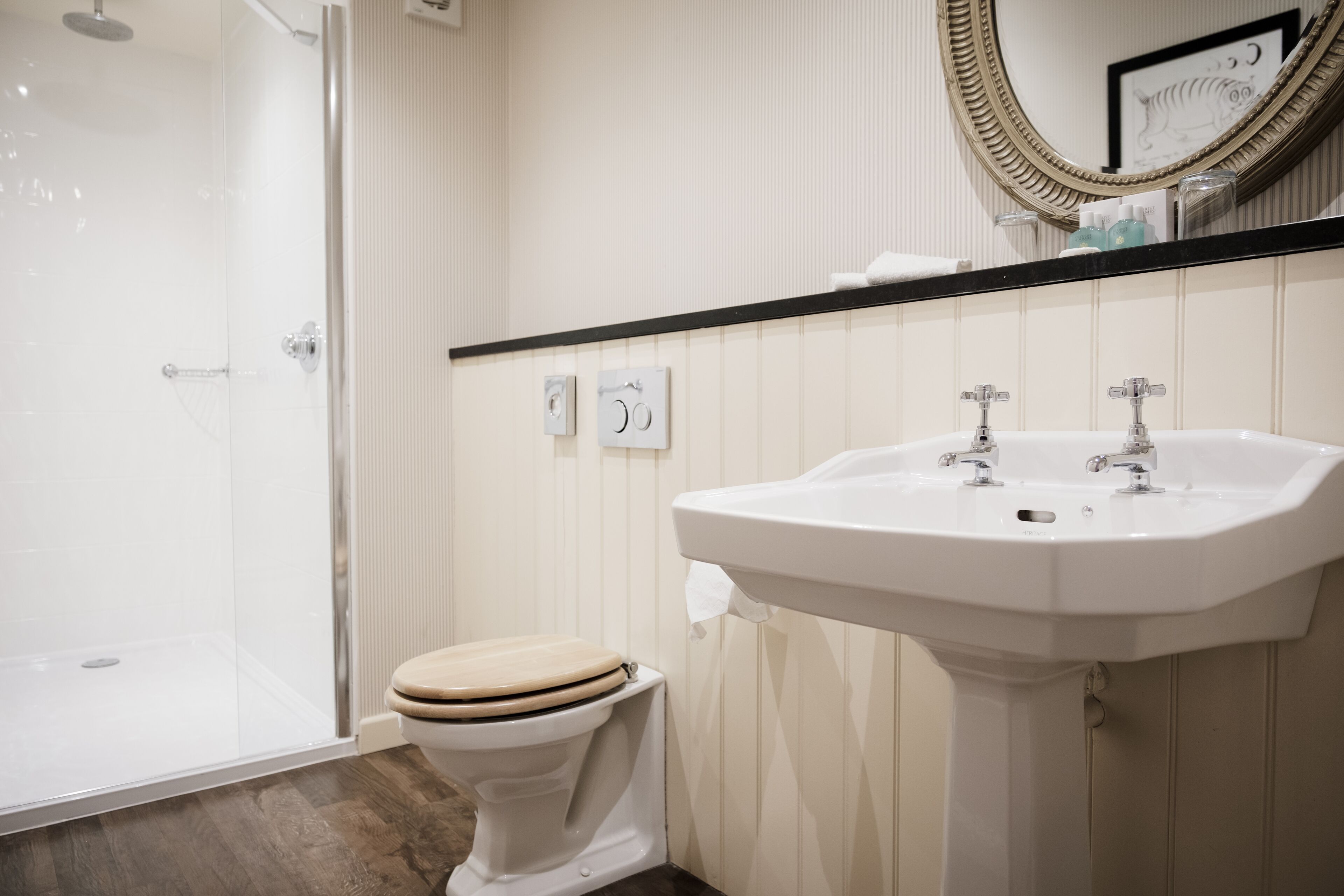 free toiletries, hair dryer, towels