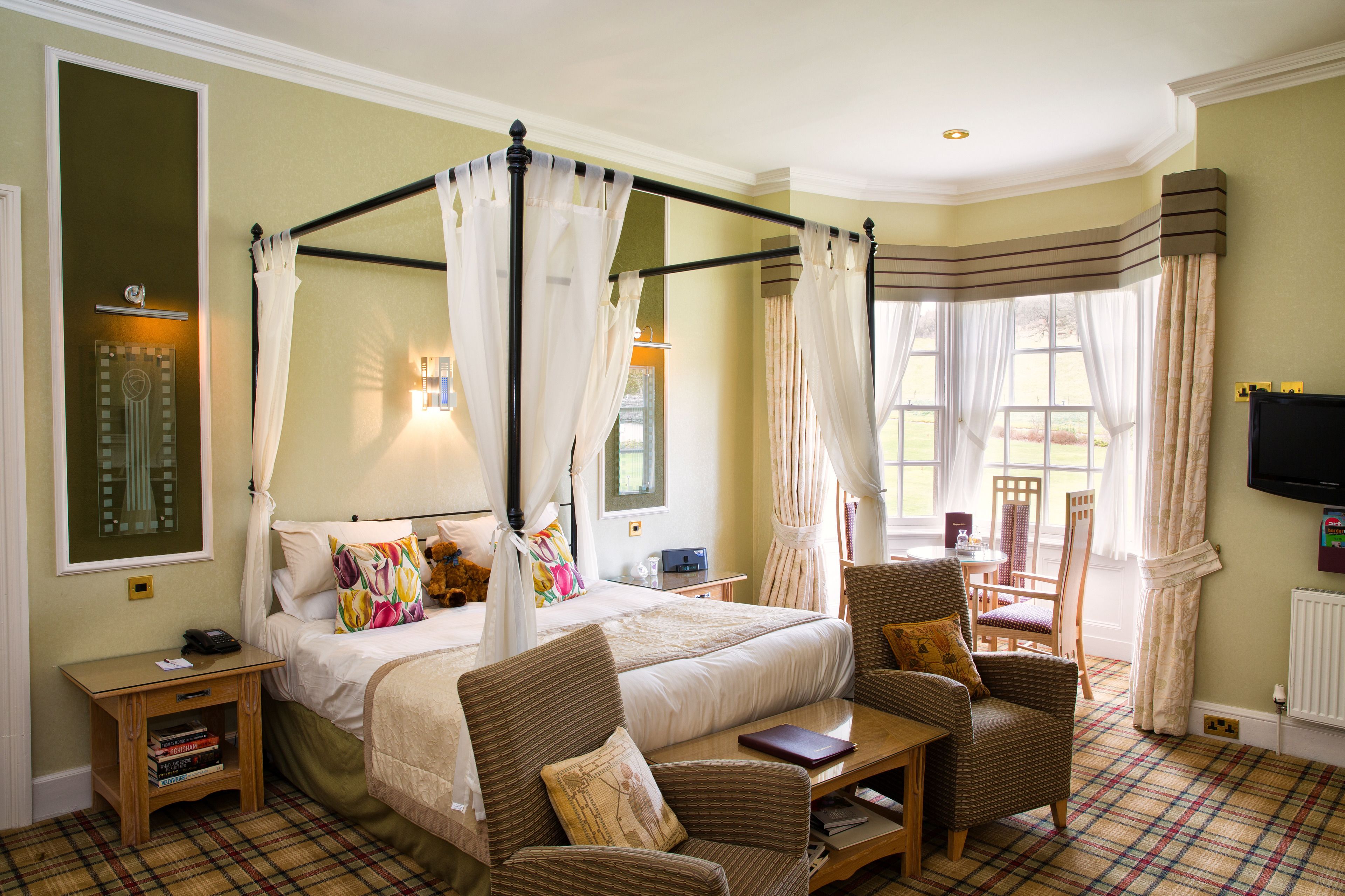 Down comforters, individually decorated, individually furnished, desk