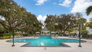 Outdoor pool, sun loungers
