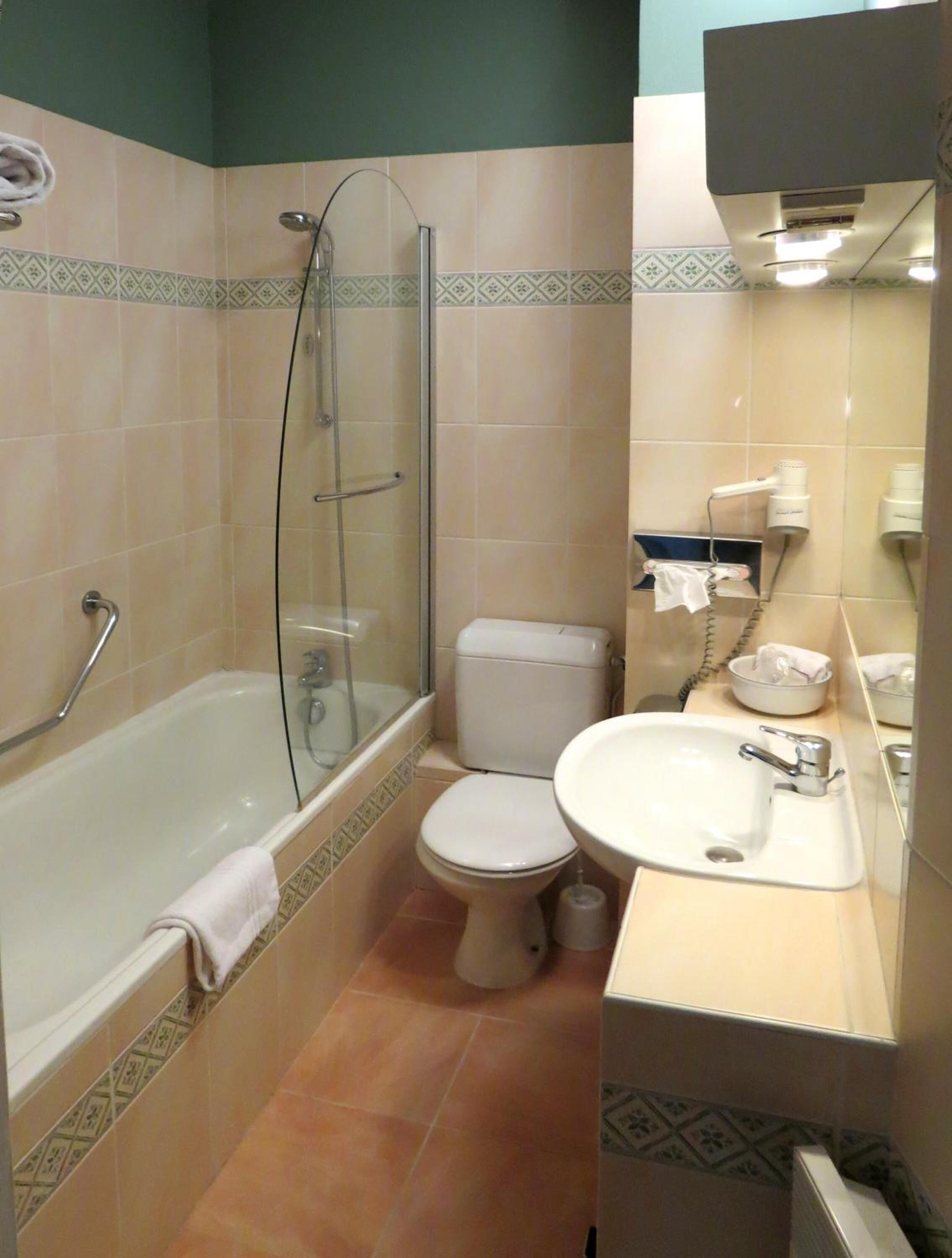 free toiletries, hair dryer, towels