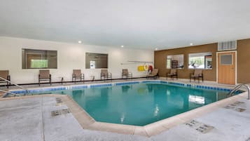 Indoor pool, open 6:00 AM to 10:00 PM, pool loungers