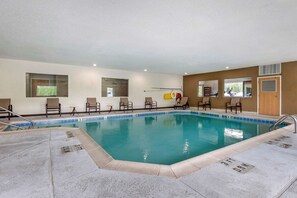 Indoor pool, open 6:00 AM to 10:00 PM, sun loungers
