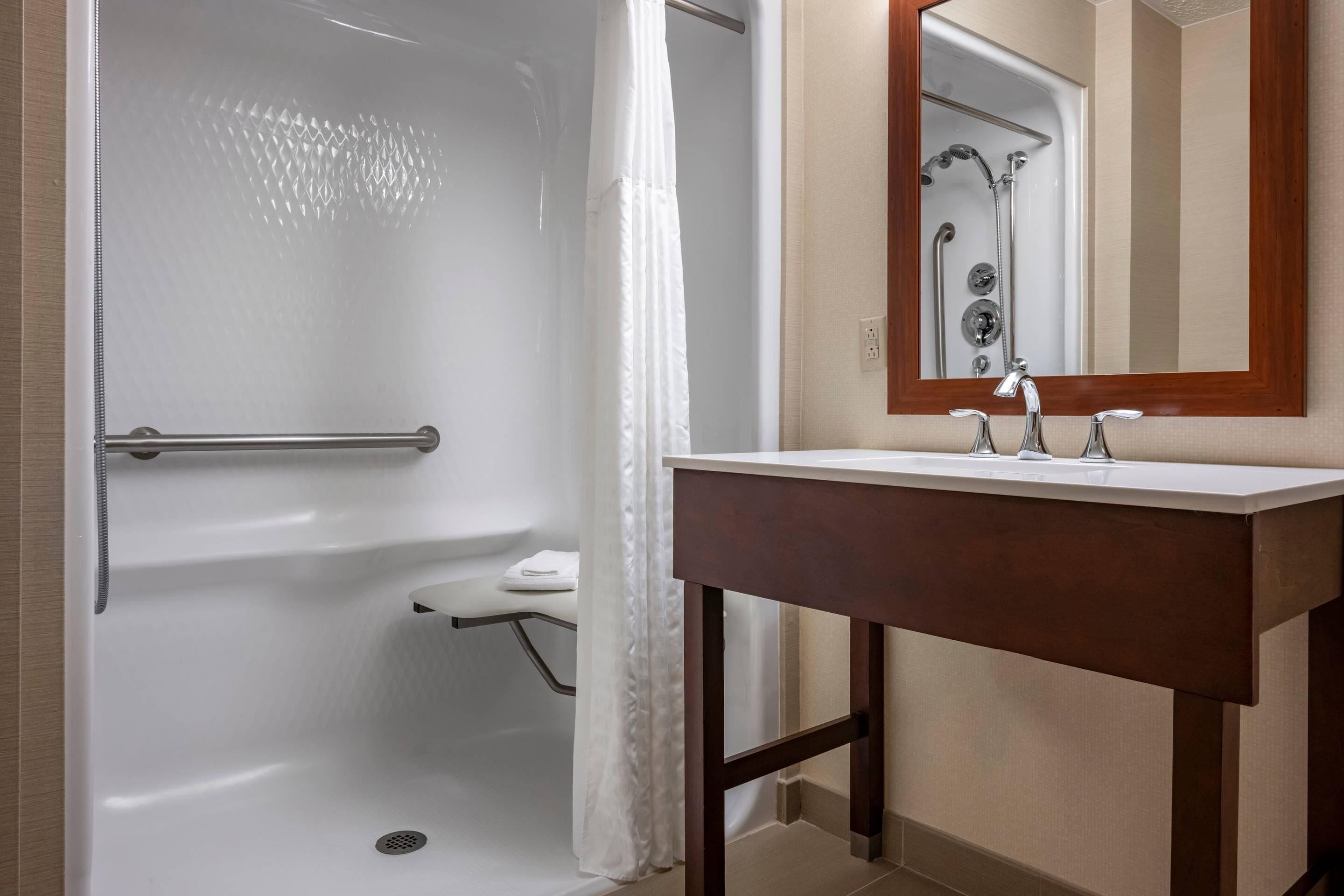 1 king bed with sofa bed, accessible, roll-in shower, non smoking | premium bedding, pillow-top beds, in-room safe, desk