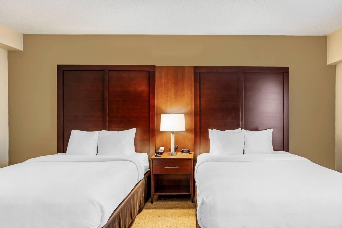 2 queen beds with sofa bed, accessible, roll-in shower, non smoking | premium bedding, pillow-top beds, in-room safe, desk