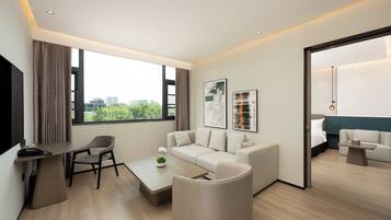 Down duvets, minibar, in-room safe, desk