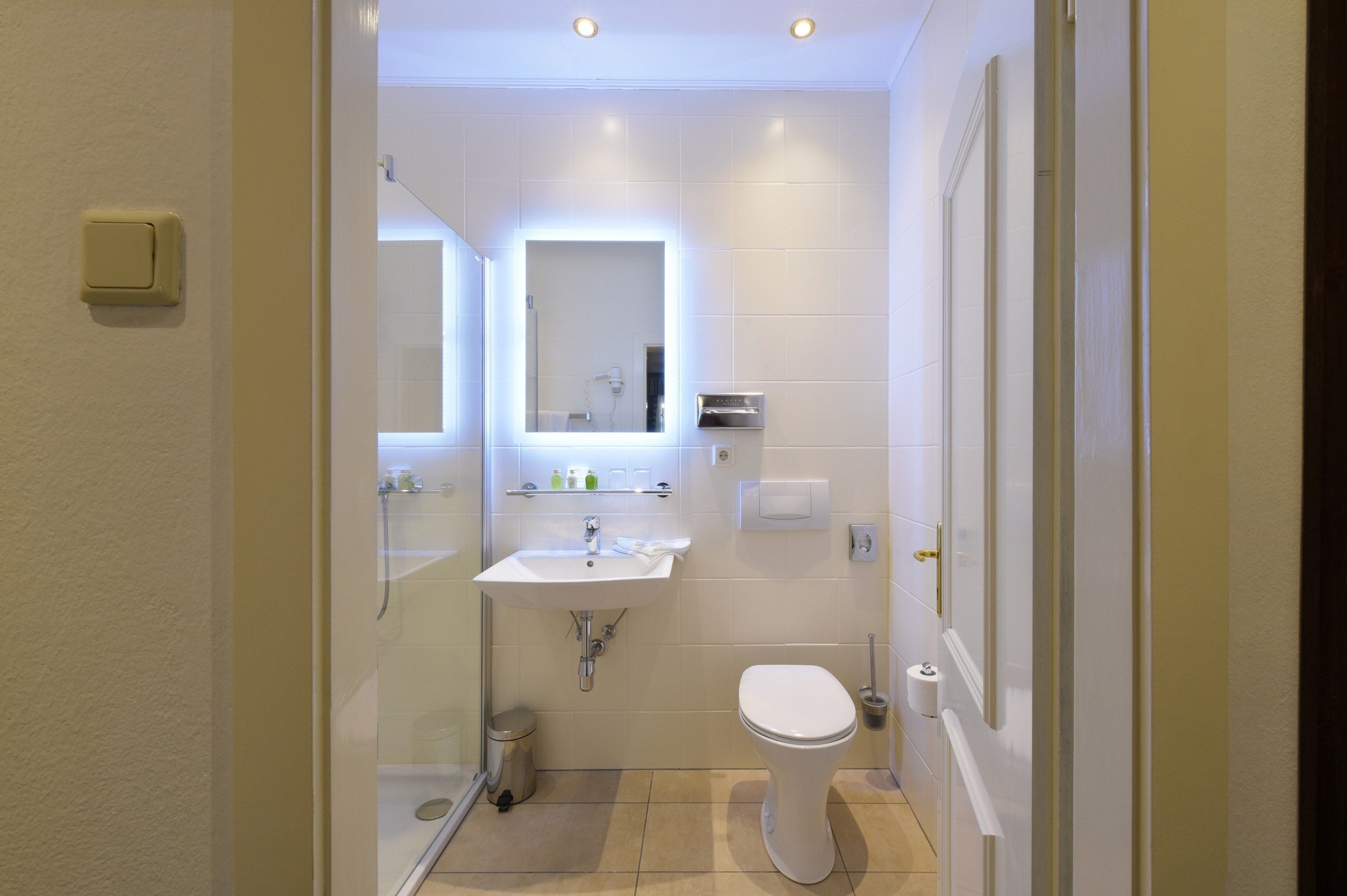 free toiletries, hair dryer, towels