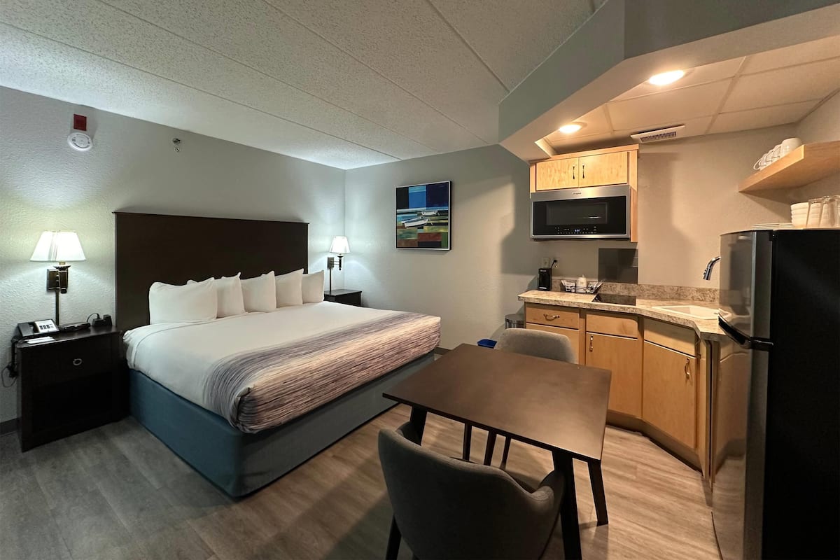Habitación, 1 cama King size, para no fumadores (Efficiency) | Escritorio, tabla de planchar con plancha y cunas gratuitas
