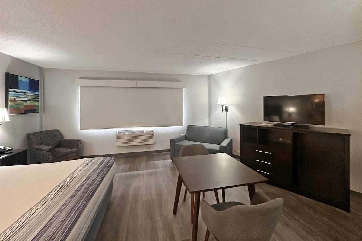 Habitación, 1 cama King size, para no fumadores (Efficiency) | Escritorio, tabla de planchar con plancha y cunas gratuitas