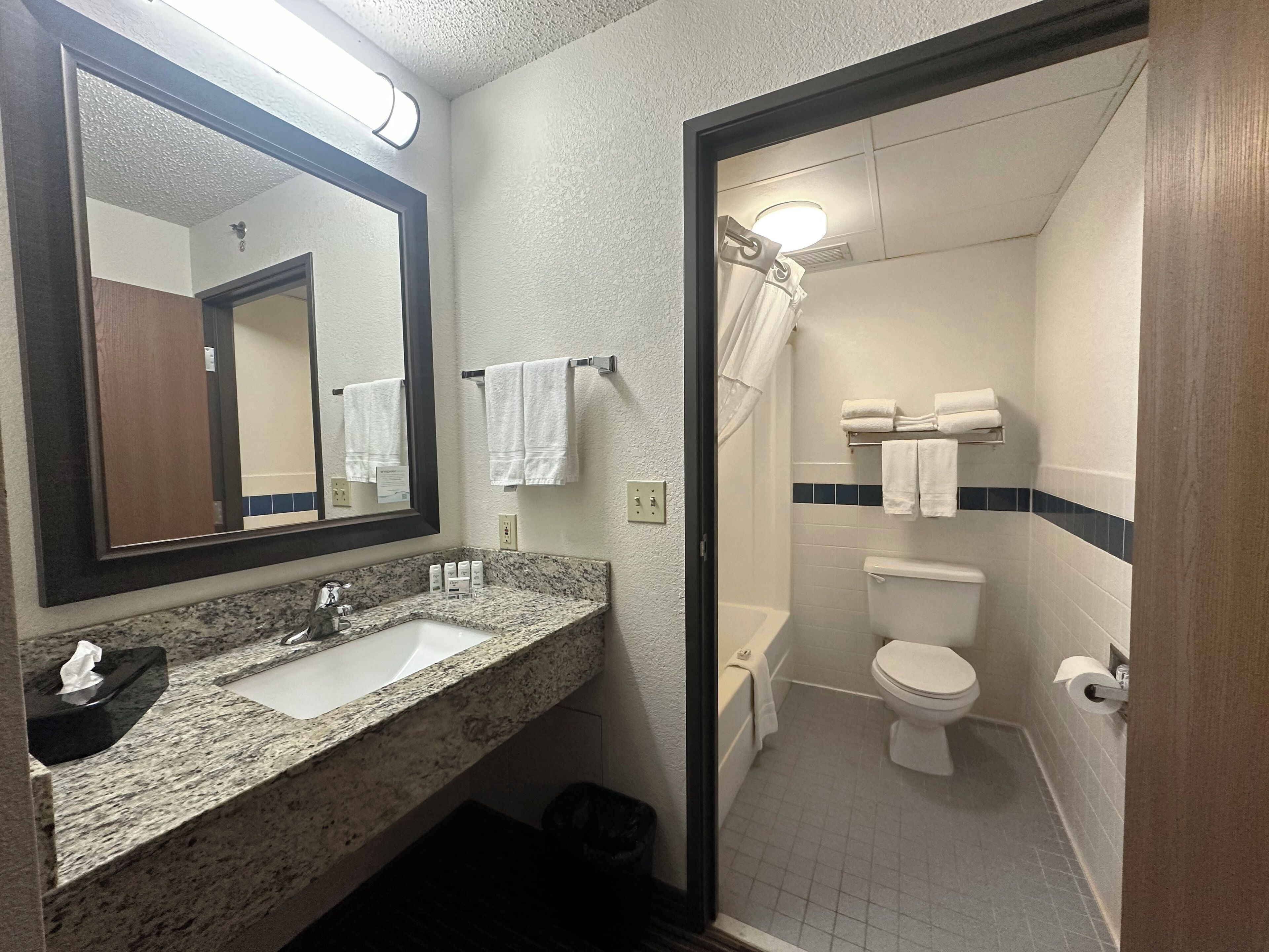 superior room, 2 queen beds, non smoking (upper floor, water view) | bathroom | free toiletries, hair dryer, towels, soap