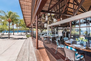 Private beach, white sand, sun-loungers, beach umbrellas