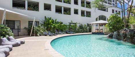 Outdoor pool, pool loungers