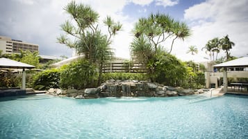 Outdoor pool, pool loungers