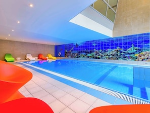 Indoor pool, open 8:00 AM to 11:00 PM, sun loungers
