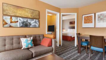 Suite, 2 Queen Beds, Refrigerator & Microwave | Desk, laptop workspace, iron/ironing board, free WiFi
