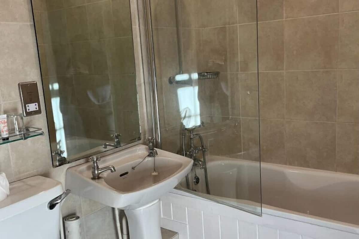 deluxe double or twin room | bathroom | combined shower/bathtub, free toiletries, hair dryer, towels