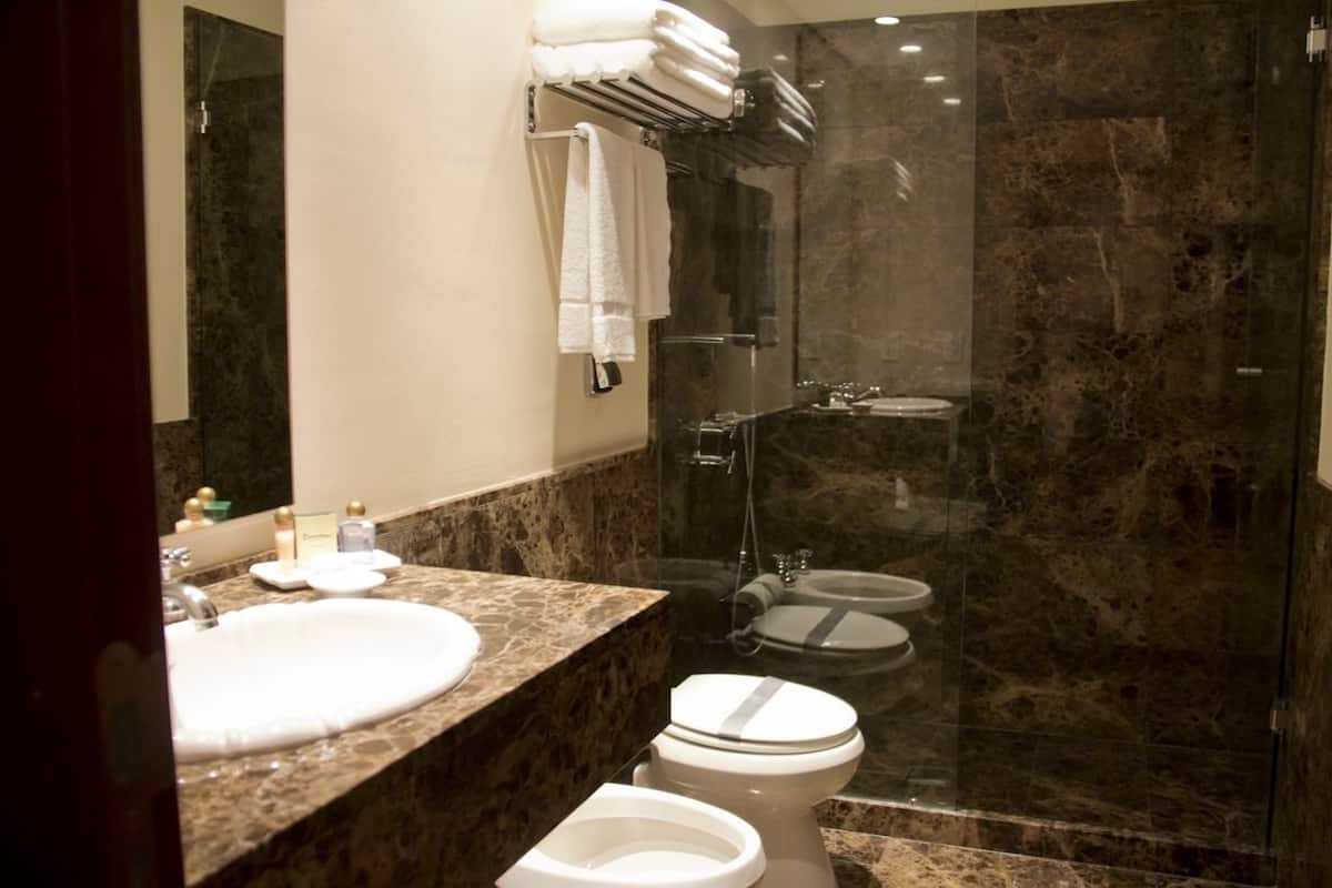 junior suite | bathroom | free toiletries, hair dryer, bathrobes, bidet