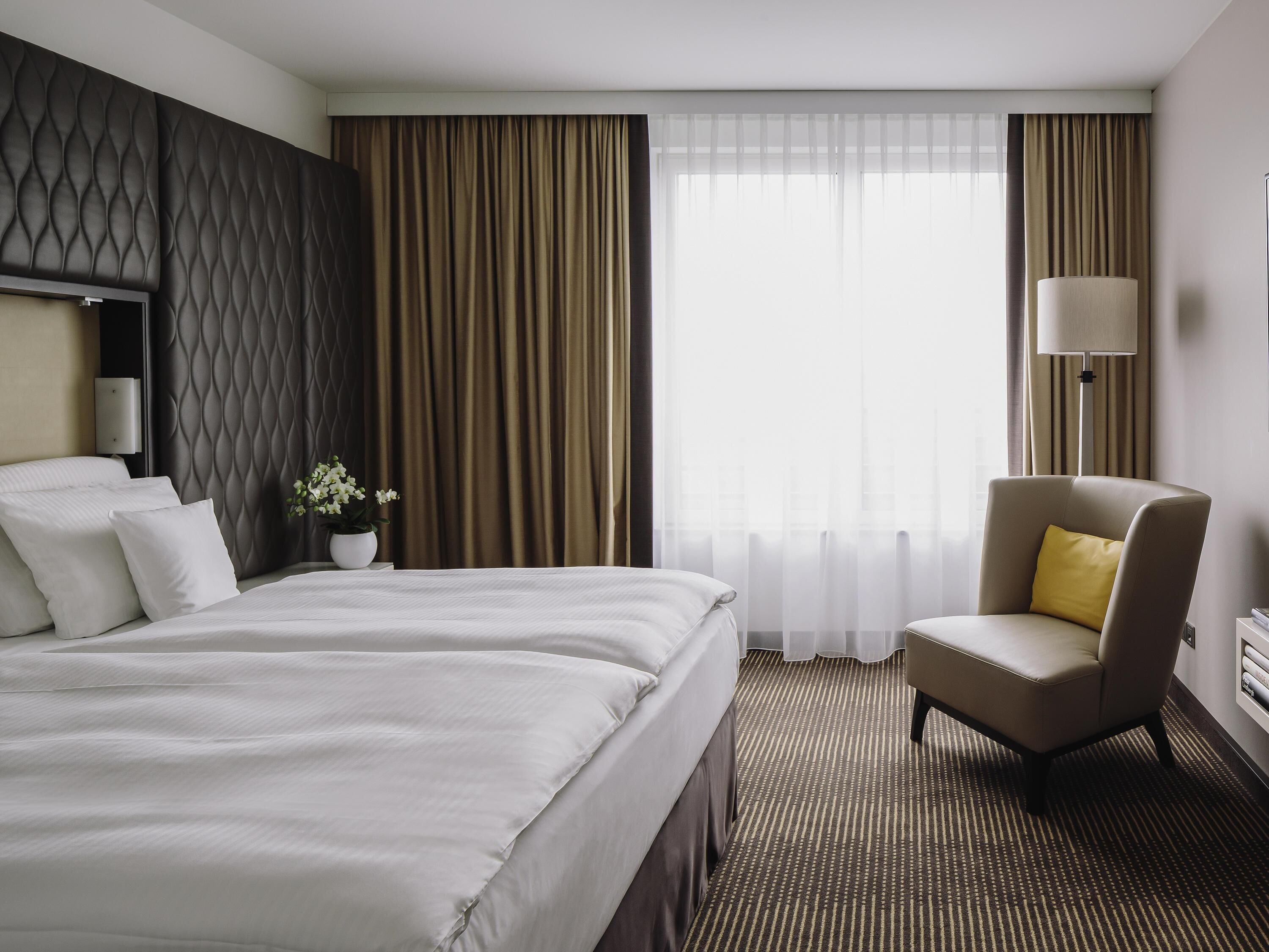 Hypo-allergenic bedding, in-room safe, individually decorated, desk