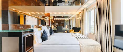 Suite presidencial, 1 cama King size | 1 habitación, ropa de cama hipoalergénica y minibar