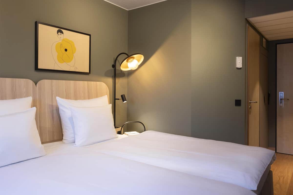 Habitación estándar con 2 camas individuales | Ropa de cama hipoalergénica y caja de seguridad en la habitación