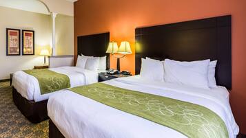 Pillowtop beds, desk, blackout drapes, soundproofing