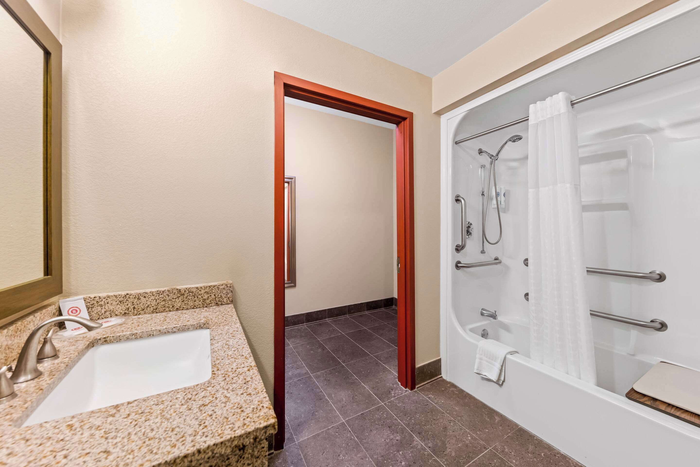 free toiletries, hair dryer, slippers, towels