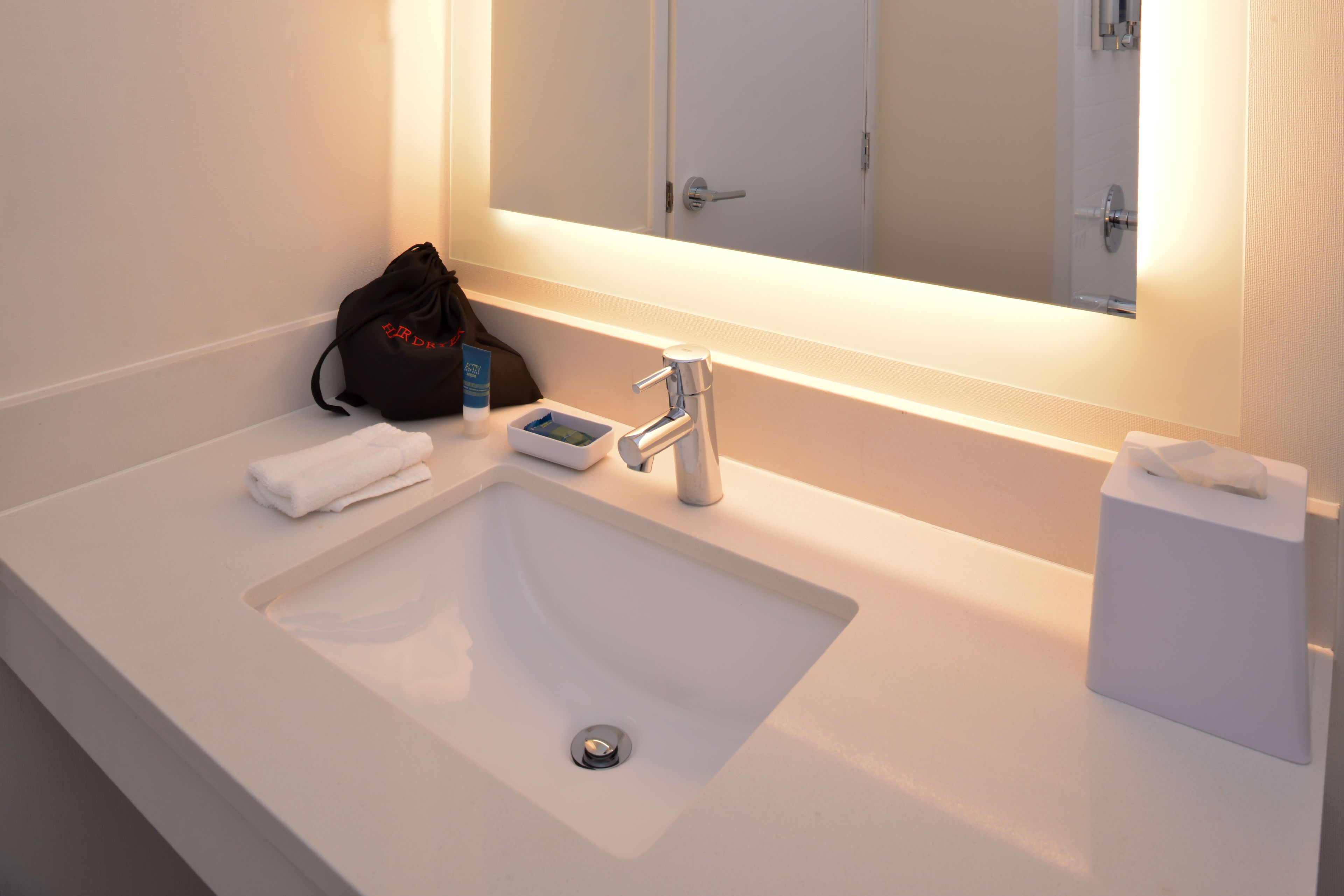 free toiletries, hair dryer, towels