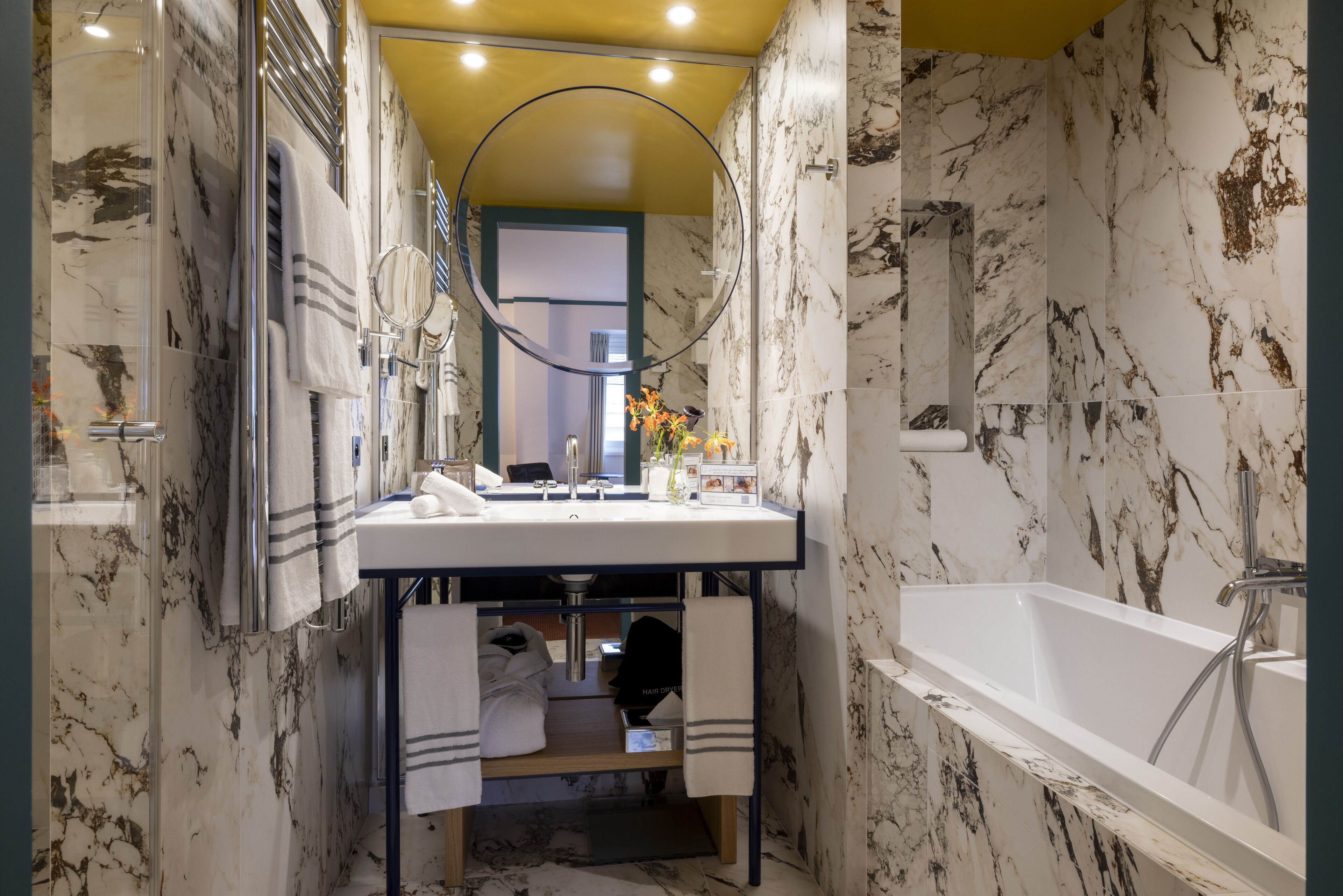 suite | bathroom | combined shower/bathtub, designer toiletries, hair dryer, bathrobes