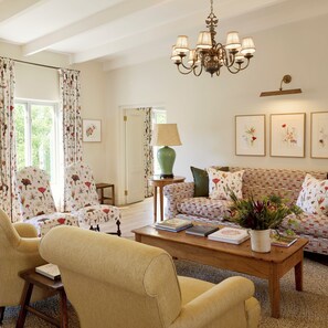 The Yellowwood Suite | Living area | 42-inch TV with cable channels, fireplace