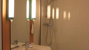 Standard Double Room, 1 Double Bed | Bathroom | Eco-friendly toiletries, hair dryer, towels