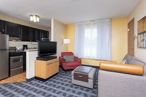 32-inch flat-screen TV with cable channels, TV, Netflix