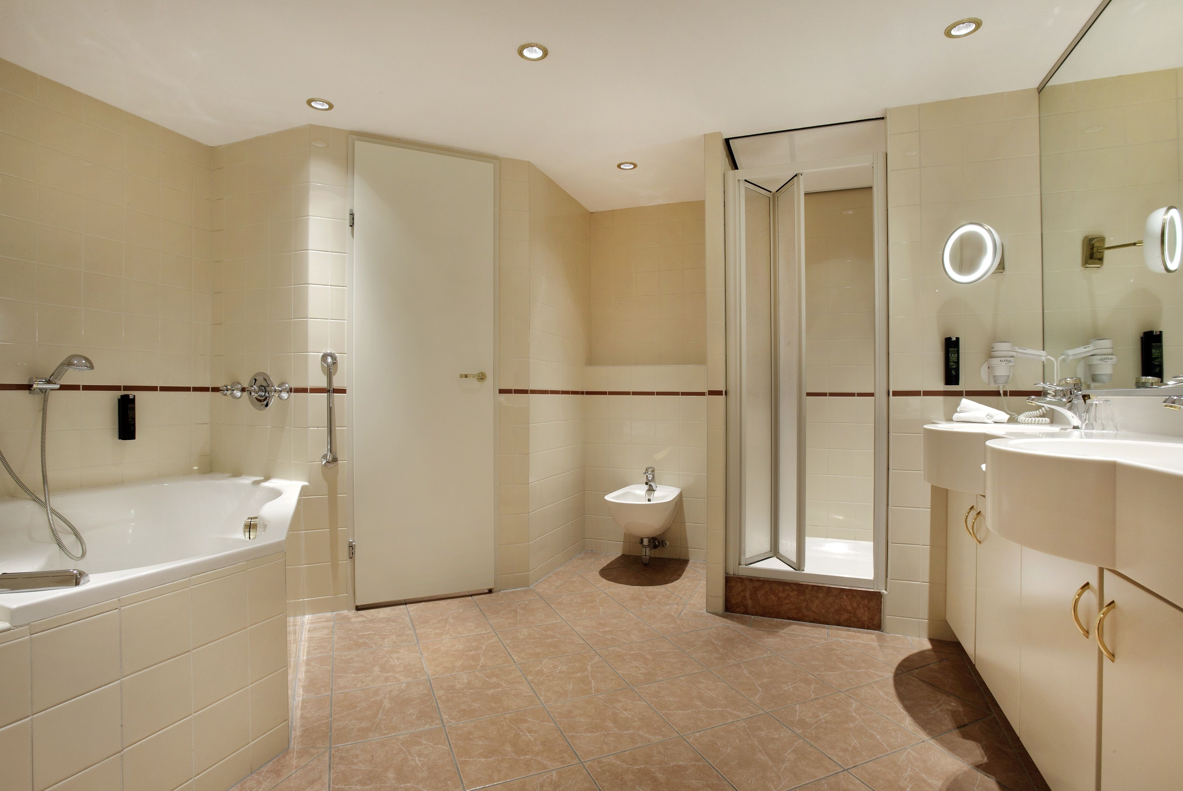 free toiletries, hair dryer, dressing gowns, slippers