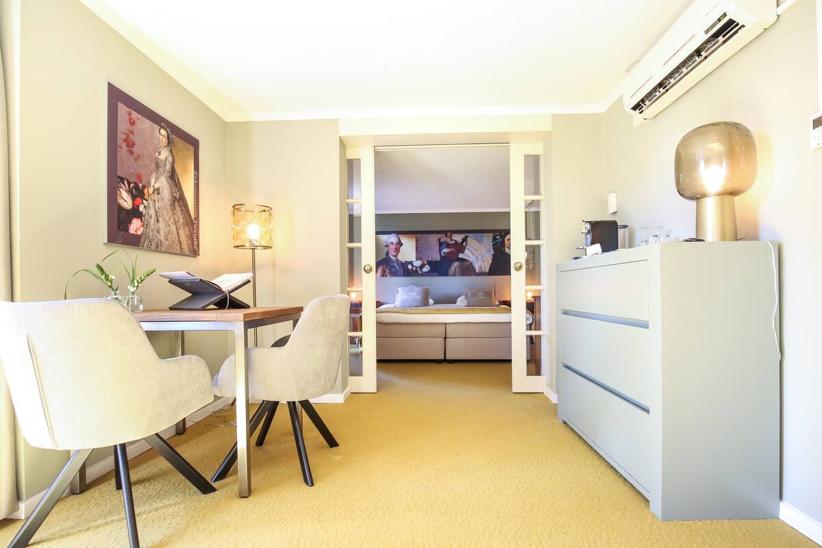 Royal Suite, Terrace | Premium bedding, desk, laptop workspace, blackout drapes