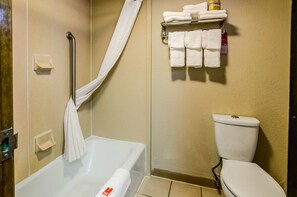 Standard Room, 1 King Bed, Non Smoking | Bathroom | Combined shower/tub, free toiletries, hair dryer, towels